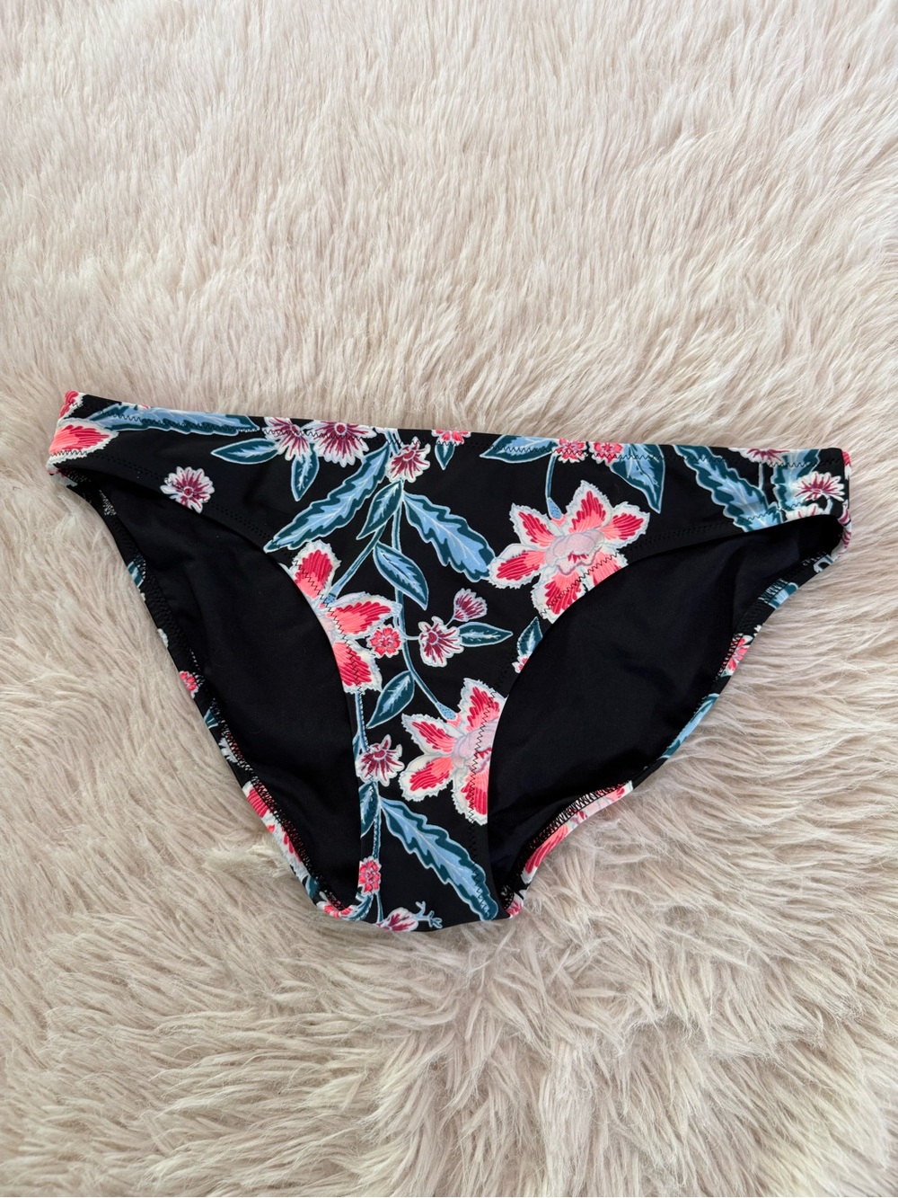 Old Navy Black Bikini Bottom with Pink Floral Print
